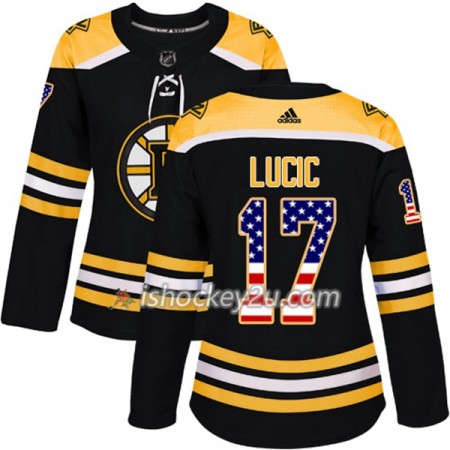 Dame NHL Boston Bruins Trøje Milan Lucic 17 Adidas 2017-2018 Sort USA Flag Fashion Authentic
